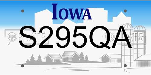 S295QA Iowa License Plate