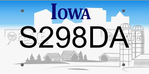 S298DA Iowa License Plate