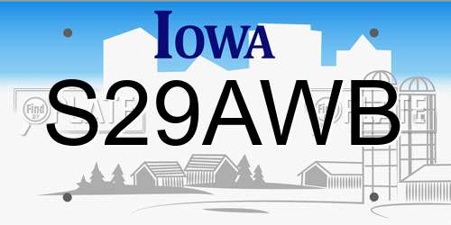 S29AWB Iowa License Plate