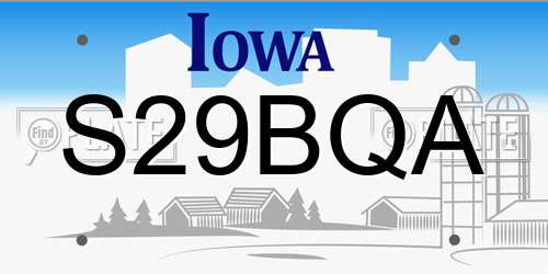 S29BQA Iowa License Plate