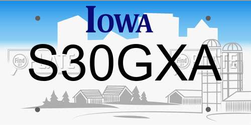 S30GXA Iowa License Plate