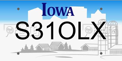 S31OLX Iowa License Plate