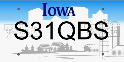 S31QBS Iowa License Plate