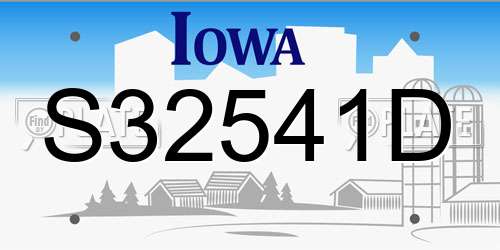 S32541D Iowa License Plate