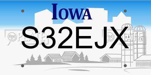 S32EJX Iowa License Plate