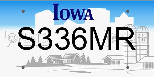 S336MR Iowa License Plate