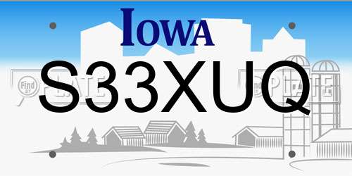 S33XUQ Iowa License Plate