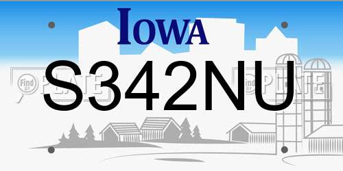 S342NU Iowa License Plate