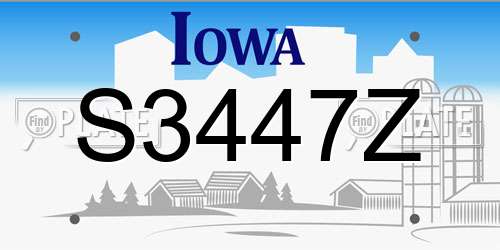 S3447Z Iowa License Plate