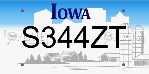 S344ZT Iowa License Plate