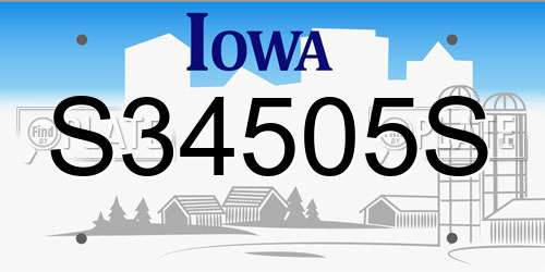S34505S Iowa License Plate