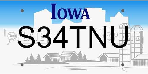 S34TNU Iowa License Plate