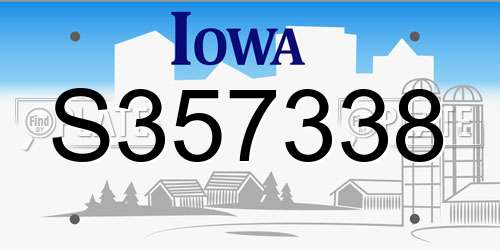 S357338 Iowa License Plate