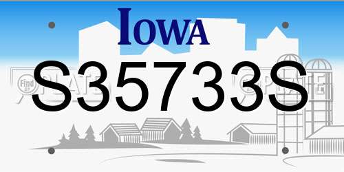 S35733S Iowa License Plate