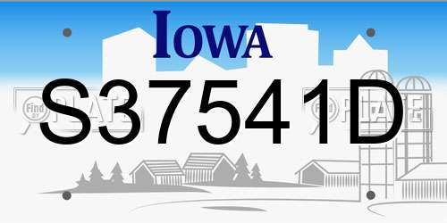 S37541D Iowa License Plate