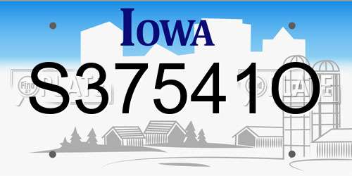 S37541O Iowa License Plate