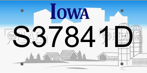 S37841D Iowa License Plate