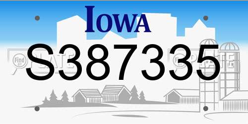 S387335 Iowa License Plate