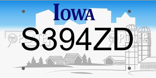 S394ZD Iowa License Plate