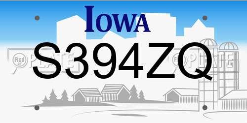 S394ZQ Iowa License Plate