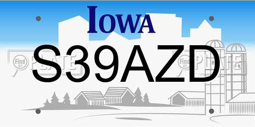 S39AZD Iowa License Plate