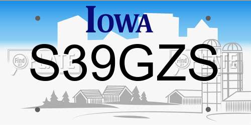 S39GZS Iowa License Plate