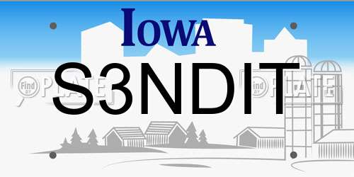 S3NDIT Iowa License Plate