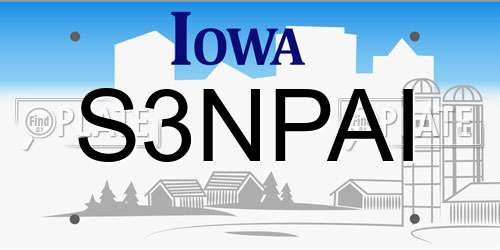 S3NPAI Iowa License Plate