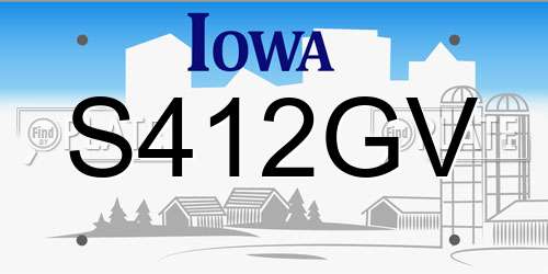 S412GV Iowa License Plate