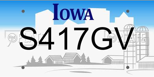 S417GV Iowa License Plate