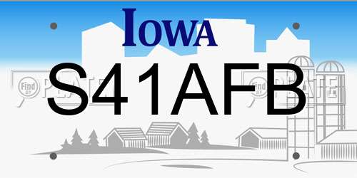 S41AFB Iowa License Plate