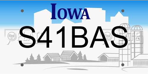 S41BAS Iowa License Plate