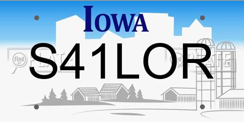 S41LOR Iowa License Plate