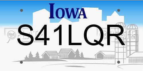 S41LQR Iowa License Plate