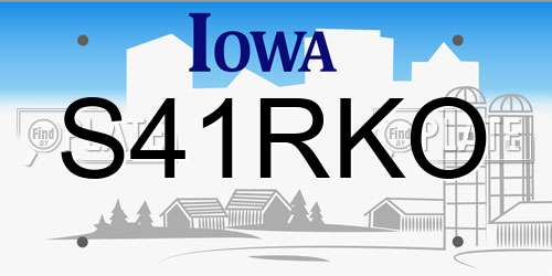 S41RKO Iowa License Plate