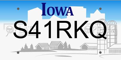 S41RKQ Iowa License Plate