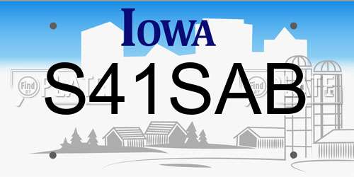 S41SAB Iowa License Plate