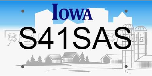 S41SAS Iowa License Plate