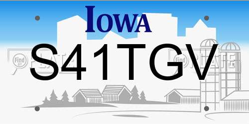 S41TGV Iowa License Plate