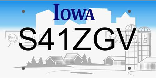 S41ZGV Iowa License Plate