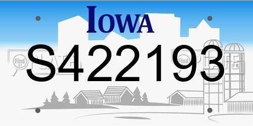 S422193 Iowa License Plate