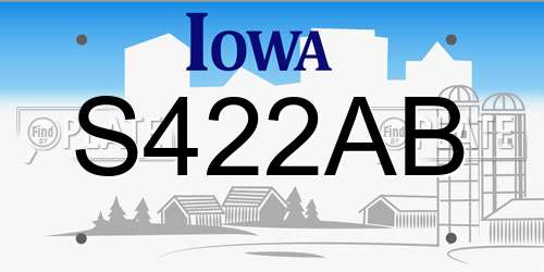 S422AB Iowa License Plate