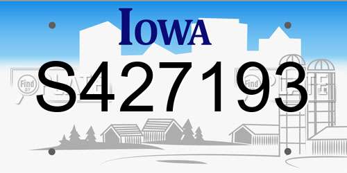 S427193 Iowa License Plate