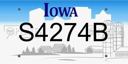 S4274B Iowa License Plate