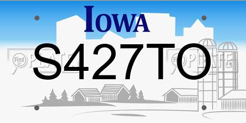 S427TO Iowa License Plate