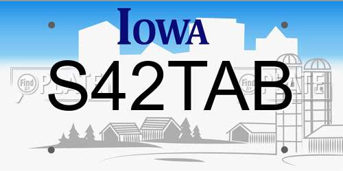 S42TAB Iowa License Plate