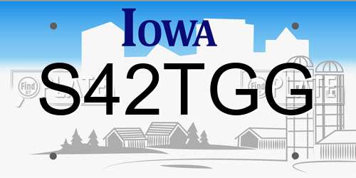 S42TGG Iowa License Plate
