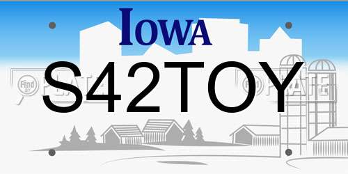 S42TOY Iowa License Plate