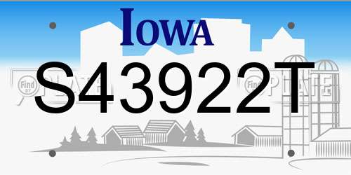 S43922T Iowa License Plate