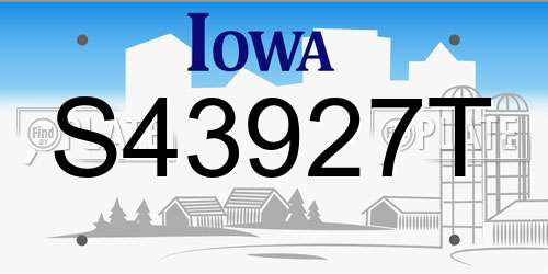 S43927T Iowa License Plate